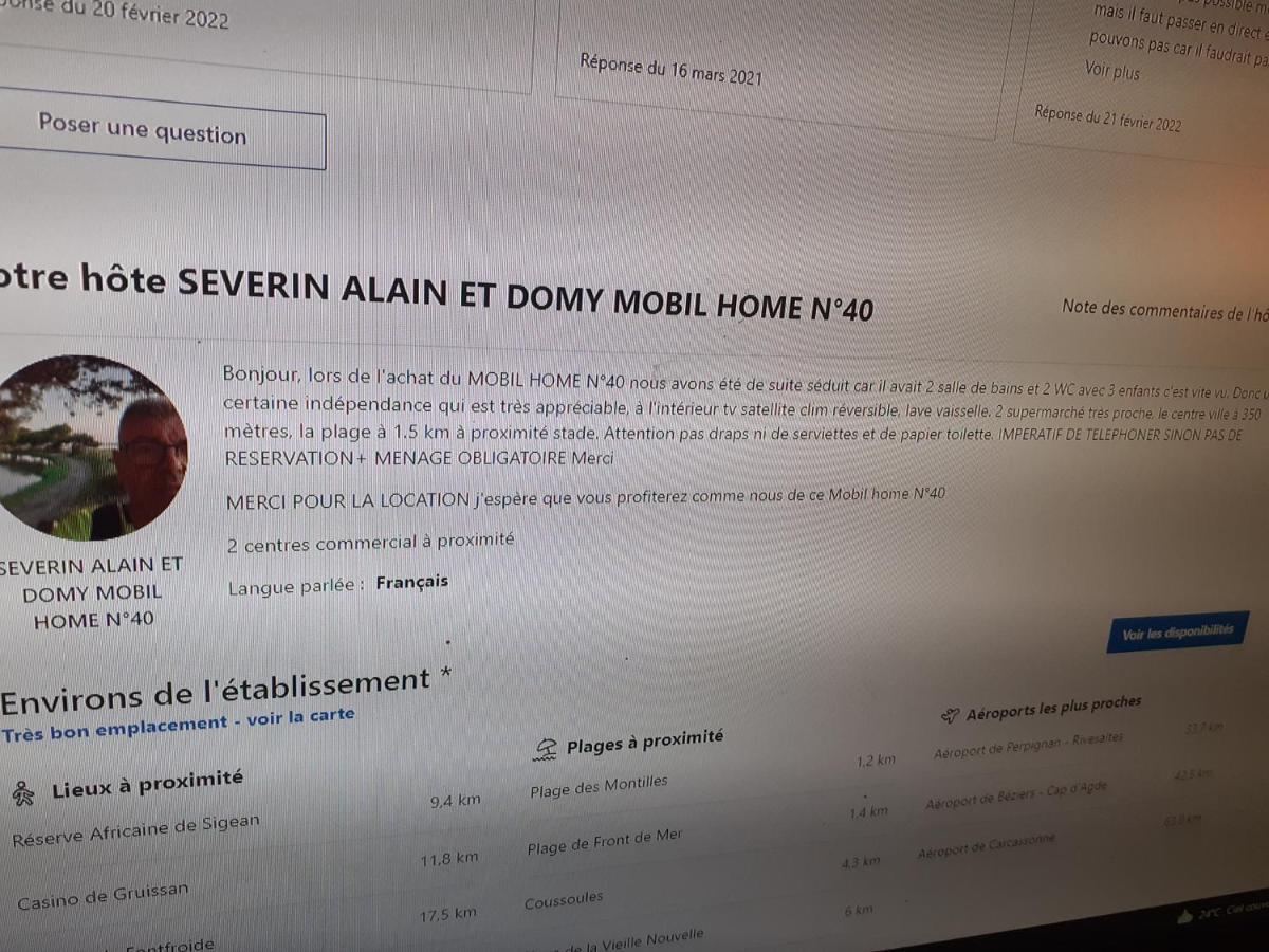 Mobilhome Agreable Sans Draps Ni Serviettes Port-la-Nouvelle Eksteriør bilde